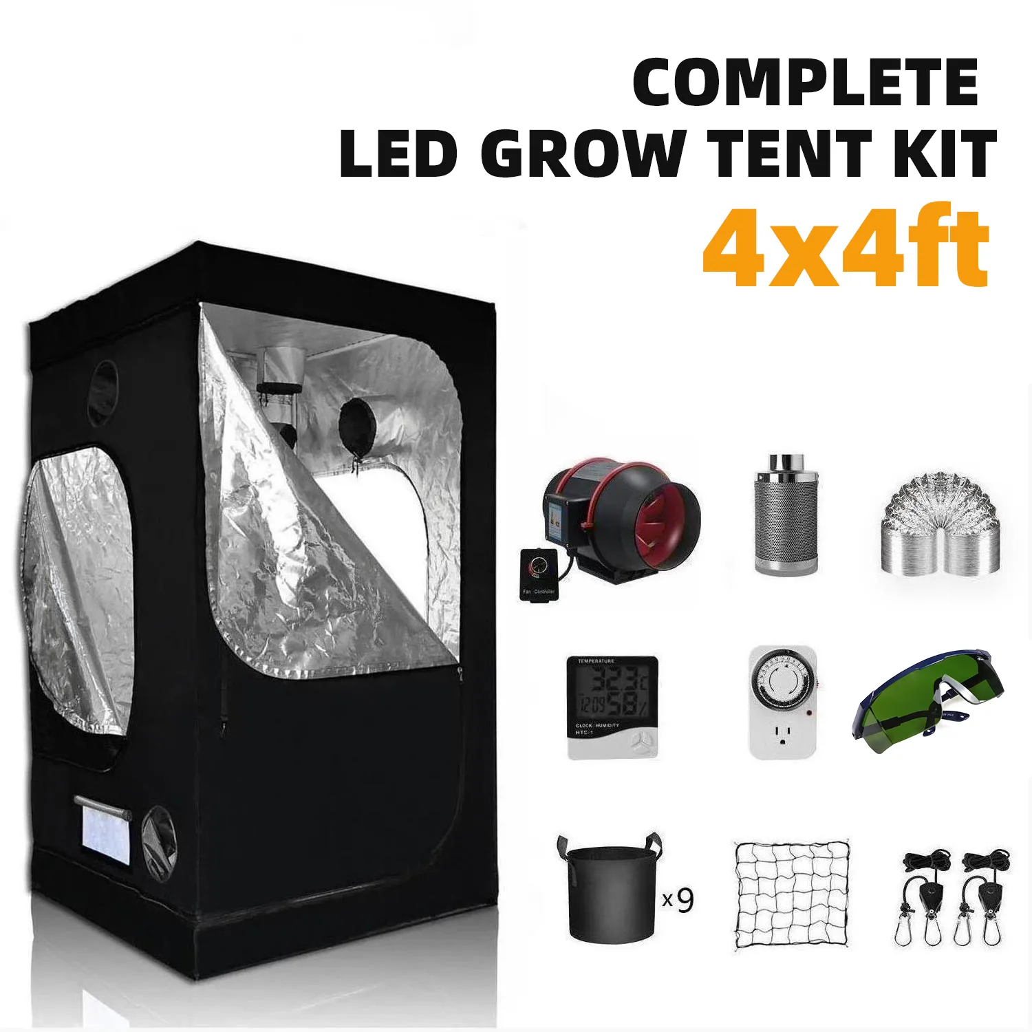 Optimize plant development with SunPlus Full Spectrum 4x4ft Grow Tents.